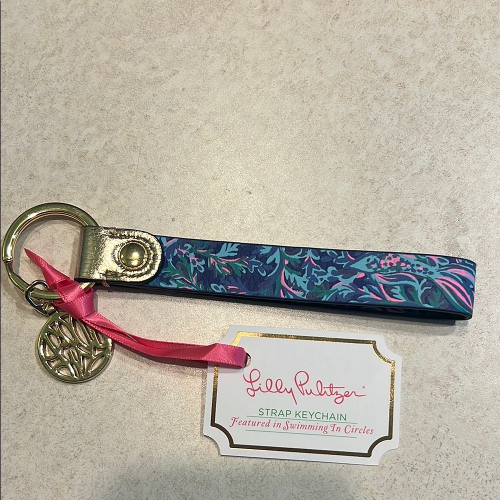 Lilly Pulitzer Floral Key & Card Holder Wristlet with Silver Hardware